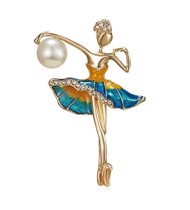 Broche - Dansende ballerina med perle 446